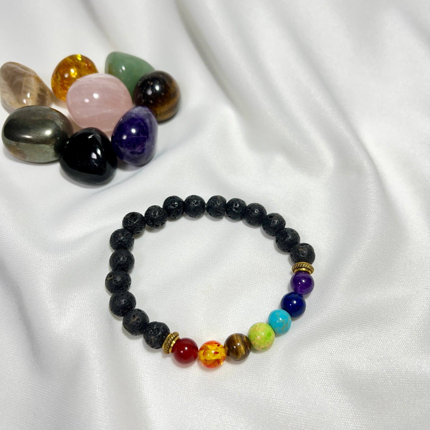 7 Chakra Lava Energy Balancing Bracelet