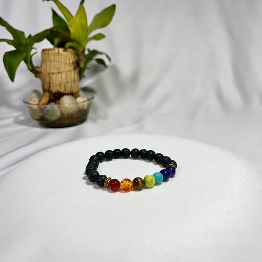 7 Chakra Lava Energy Balancing Bracelet